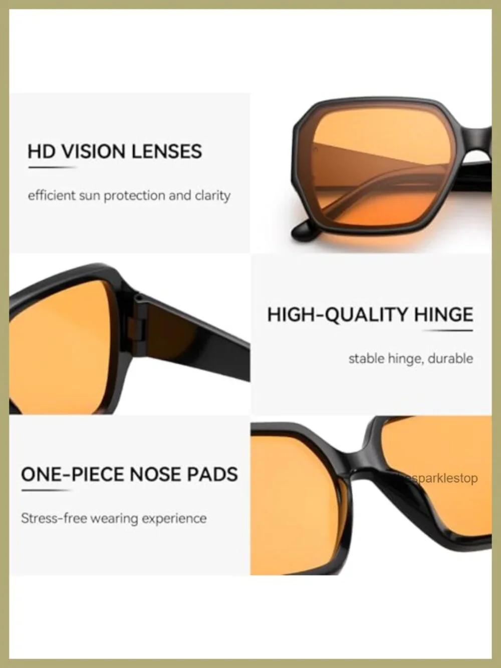 Oversized Square Sunglasses Women Trendy Big Wide 70s Shades UV400